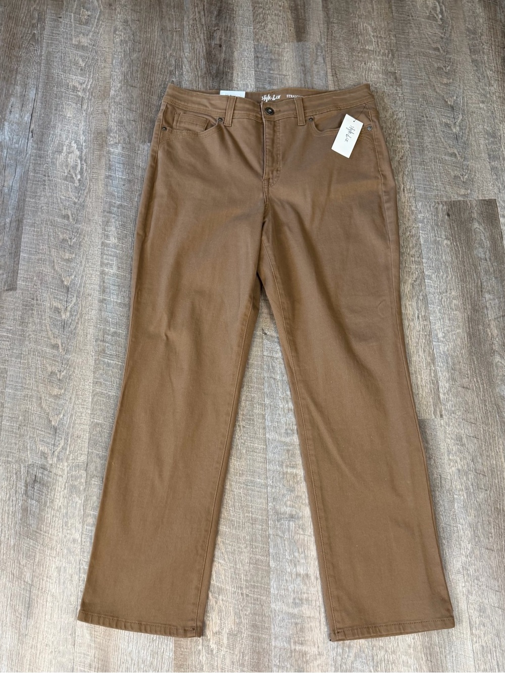 Style&Co Rail Straight Leg Jeans Tobacco Brown NWT Sz 12 Short Fall Stretchy
